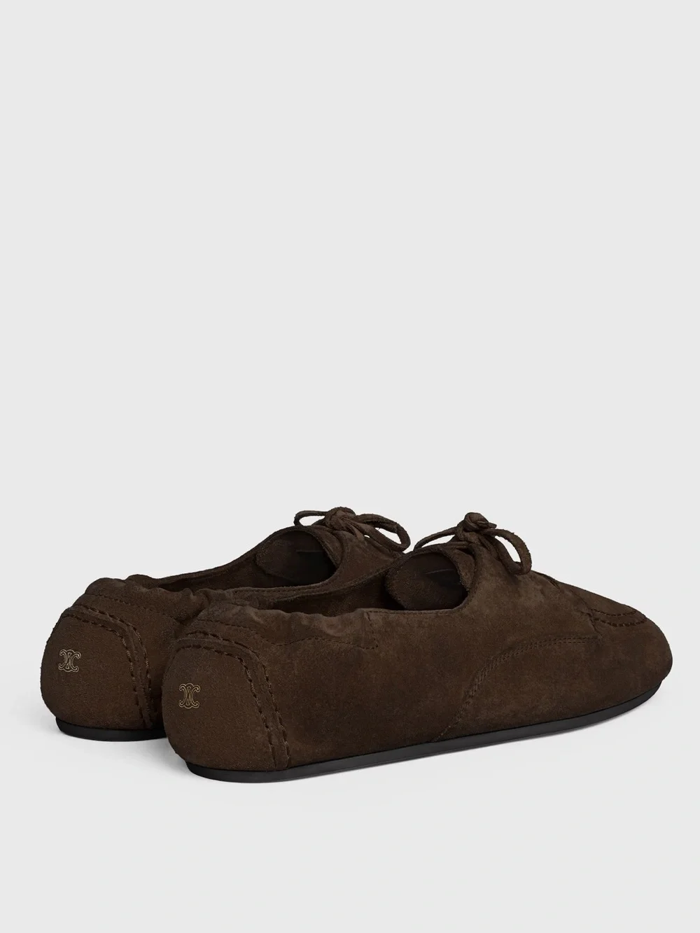 CELINE ADAM DARK BROWN SUEDE BOAT SHOES 44 /12 US $1000 MOCCASINS LACE UPS BALLY